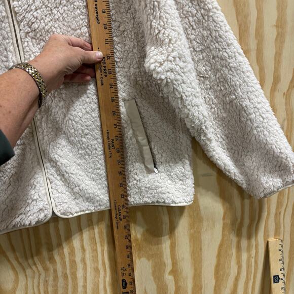 Athleta Women’s Sherpa Fleece Zip Jacket Cream White M Cozy Full Zip perfromance - Picture 5 of 9